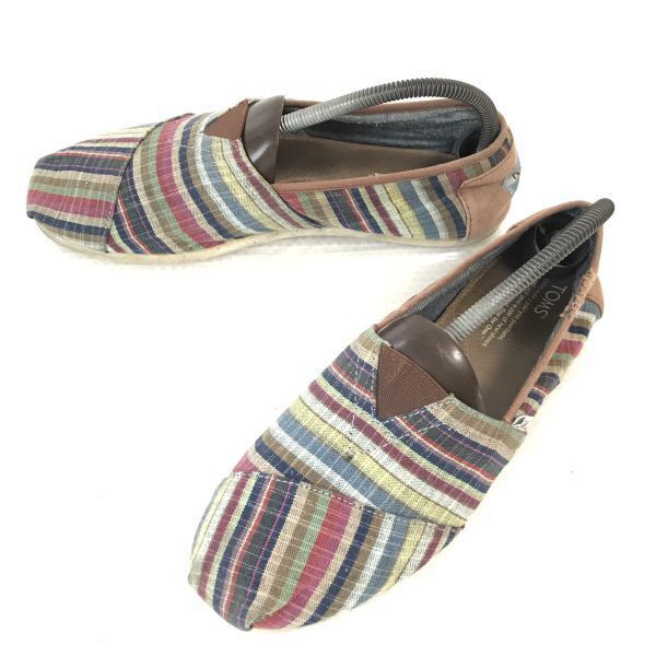TOMS/トムス★スリッポンシューズ【8.5/26.0-26.5/茶系/brown系/ストライプ】sneakers/Shoes◆Q-105拍卖