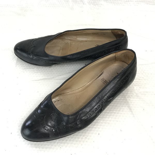 REGAL/リーガル★ローヒール/パンプス【23.0/黒/black】ウイングチップトゥ/本革/leather Shoes◆Q-499拍卖