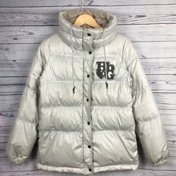HbG★高比率70%ダウンジャケット【レディースM/ライトダウン】レディース//ハイネック/ボアカラー/ロゴワッペン◆BA122-A拍卖