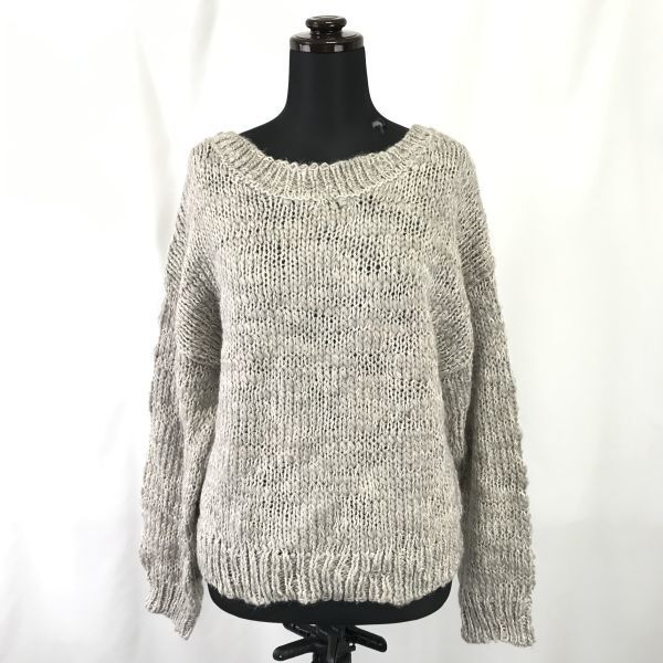 1円~/ディスコート/Discoat★ケーブル編み/長袖ニットセーター【レディースF/グレー/gray】sweater◆BH327拍卖