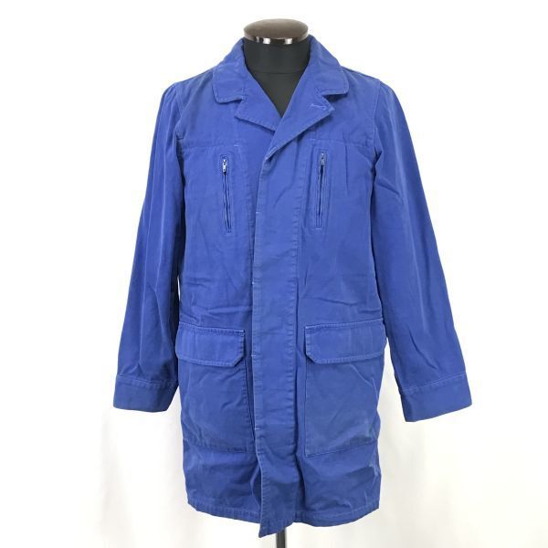 1円~★チームオブビートン/team of beat-en★コットン/チェスターコート【メンズM/青/blue】フライフロント/Coats/Jakets/Jumpers◆BH338拍卖