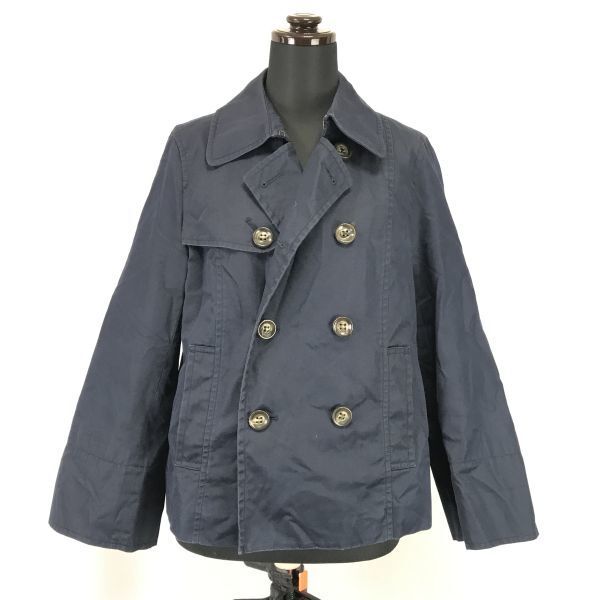 1円~★Rope Picnic★春秋/ショート丈Pコート【Women's size-L/40/紺/Navy】ダブルブレストジャケット/Coats/Jackets/Jumpers◆BH215拍卖