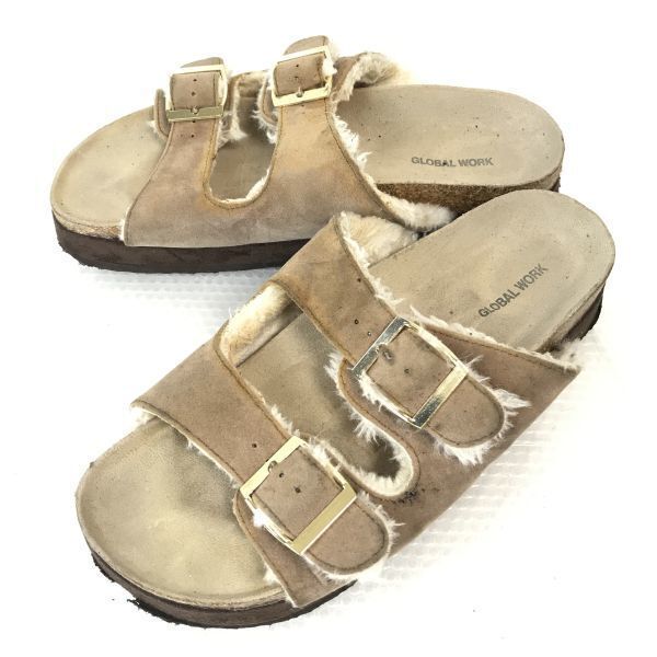 グローバルワーク/GLOBAL WORK★ふわふわ感覚♪コンフォートサンダル【24.5/茶/BROWN】Shoes/sandal◆Q-357拍卖