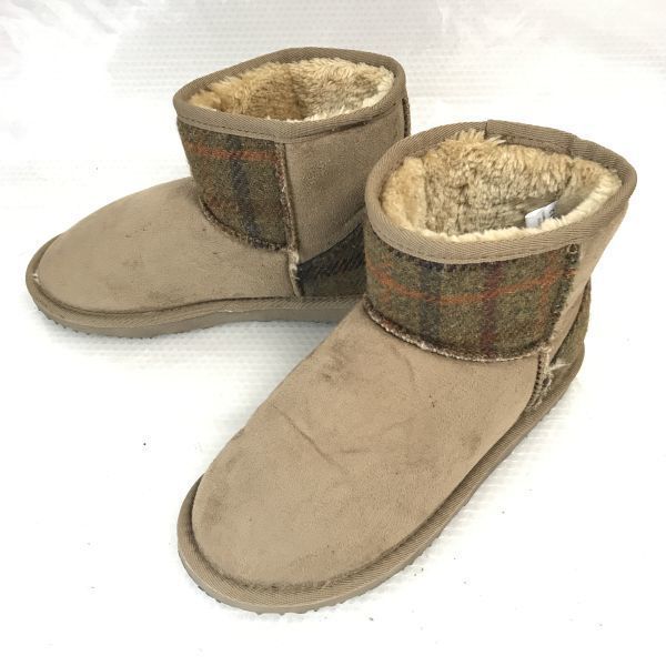 Harris Tweed/ハリーツイード★暖かふわもこ/ムートン風/ショートブーツ【M/23.5-24.5程度/茶/BROWN】CLOSSHI/Shoes◆WB78-9拍卖