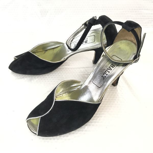 イタリア製★バリー/BALLY★アンクルストラップサンダル【35.5/22.5-23.0/黒×シルバー】Shoes/sandal◆Q-530拍卖
