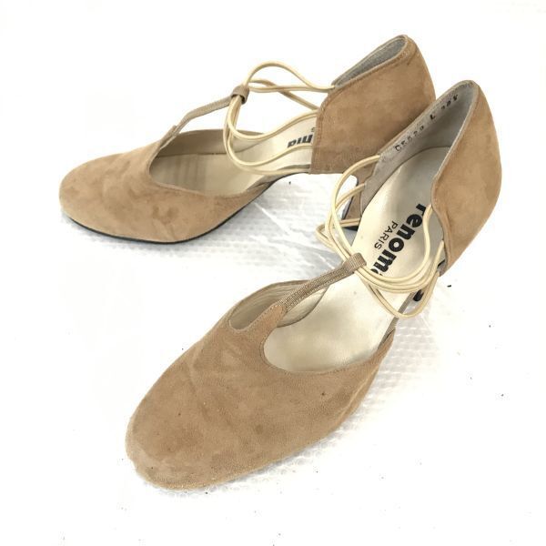 Made in Japan★renoma/レノマ★スエード/パンプス【36.5/23.0程度/ベージュ/beige】ストラップゴム/sneakers/Shoes/trainers◆Q-558拍卖