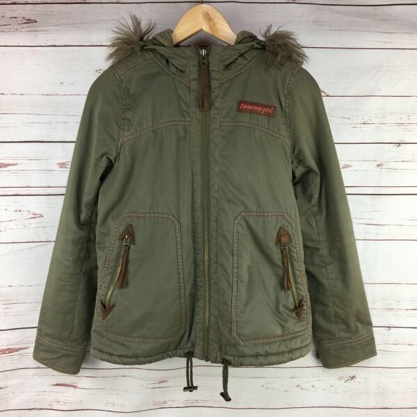 TOMMY GIRL/トミー ヒルフィガー★裏ボア/ショート丈モッズコート【レディースS/オリーブ】ブルゾン/アウター/ジャケット◆M15-04拍卖
