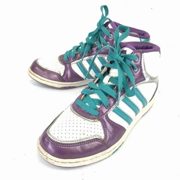 adidas/アディダス★QT スリムコート MID C/ハイカットスニーカー【レディース24.0/紫×白×緑】◆P-126拍卖