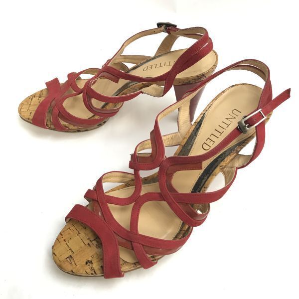日本製★UNTITLED/アンタイトル★サンダル/ミュール【size:23.5/red/赤】pumps/Shoes/high heels◆Q-649拍卖