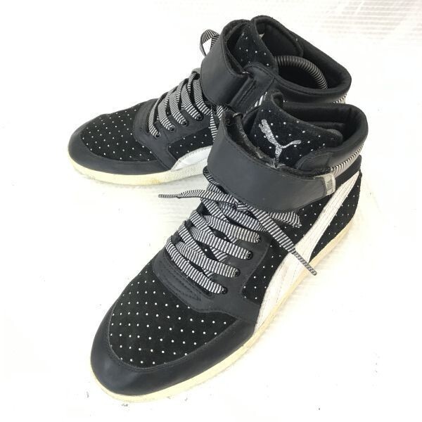 プーマ/PUMA★354231 01/ハイカットスニーカー/ショートブーツ【25.5/レディース/黒/BLACK/ドット柄】sneakers/Shoes/trainers◆Q-275拍卖