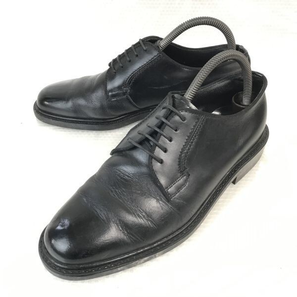 Made in Japan★メーカー不明★重厚本革/プレーントゥ【25.0 幅広/黒/BLACK】ビジネス/dress shoes◆H-148拍卖