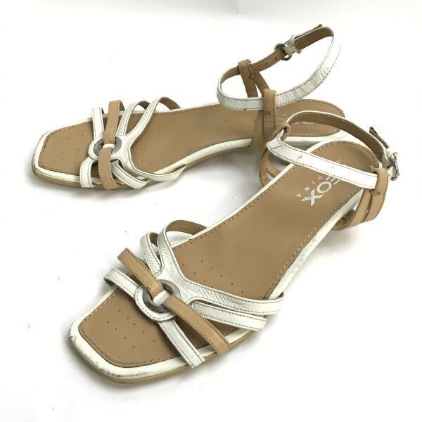 GEOX/ジェオックス★ストラップサンダル【size:37/23.0-23.5/white×beige/白×ベージュ】Shoes◆Q-665拍卖