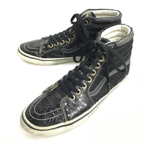 状態悪 バンズ/VANS★V38M/SK8-HI/レザー×ハラコ/ハイカットスニーカー【size:28.5/黒/black】sneakers/Shoes/trainers◆i-140拍卖