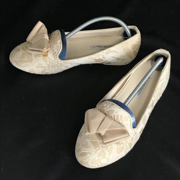 L'AUTRE DANA101★フラットシューズ/モカシン/パンプス/花柄【24.0/ベージュブラウン】Shoes◆C-179拍卖