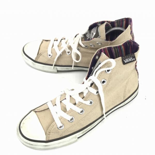 VANS/バンズ★V66L-MX/ハイカットスニーカー【22.5/ベージュ】ソールカラフルストライプ◆P-132拍卖