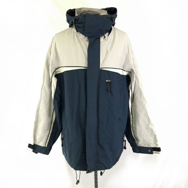 H.I.T.S★防水防風/ナイロン/マウンテンパーカー【メンズL/グレー×紺】着脱フード/フルジップ/多ポケット/裏地メッシュ◆BF115拍卖