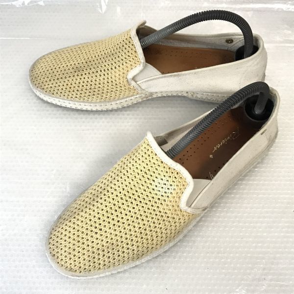 Rivieras/リビエラ★メッシュ切替/春夏スリッポン/スニーカー【41/25.5-26.0/白×黄/white×yellow】sneakers/Shoes/trainers◆B-130拍卖