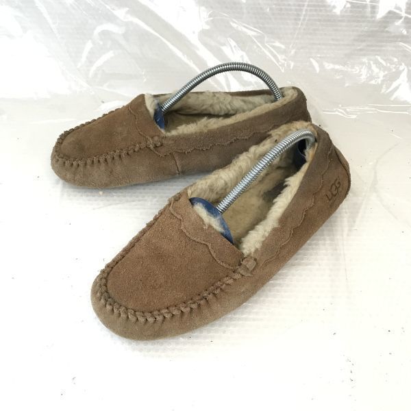 アグ/UGG★モカシン/ボア/暖かスリッポン【6/23.0/茶/BROWN】レディース/Shoes/moccasin◆Q-334拍卖