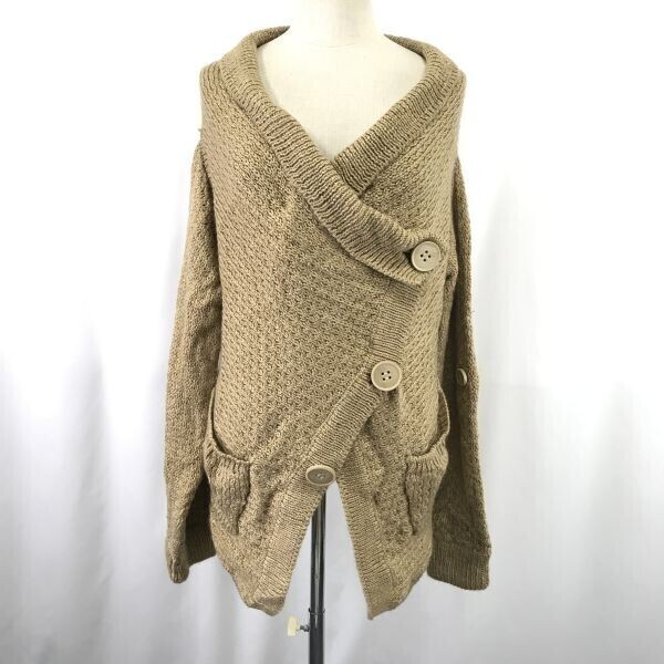 THE SHOP TK/タケオキクチ★厚手ニットカーディガン【レディースF/beige/ベージュ】ポンチョ/Coat/Jacket/Jumper/tops/sweater◆BH815拍卖