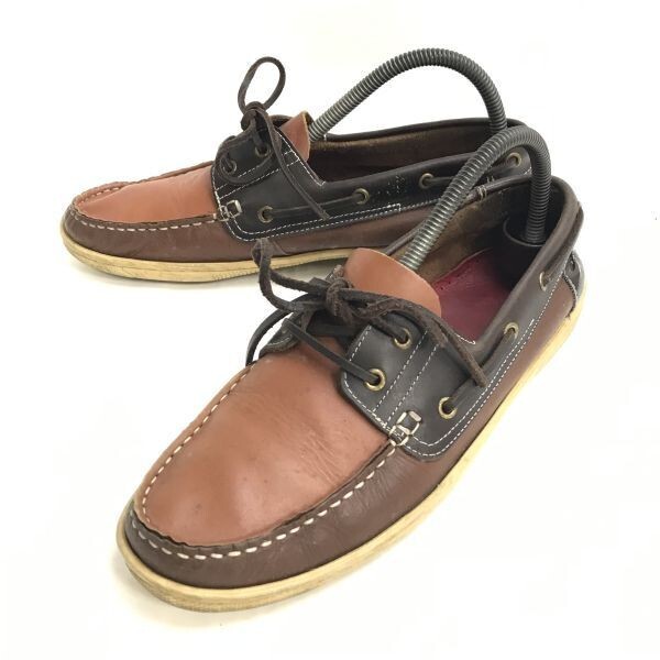 オールレザー★デッキシューズ【size:41/25.5-26.0/茶/brown】スリッポン/sneakers/Shoes/trainers◆G-111拍卖