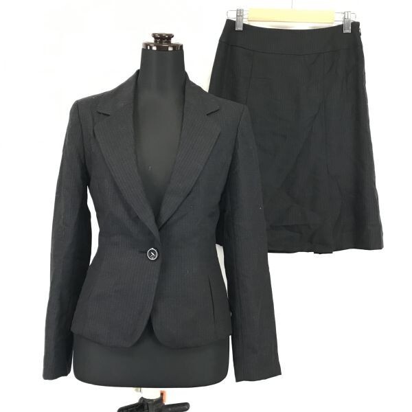 ef-de★ミニスカートスーツ/上下セットアップ【Women's size-S/7/黒/BLACK/背抜き/春夏】Jackets/Set up◆BH104拍卖