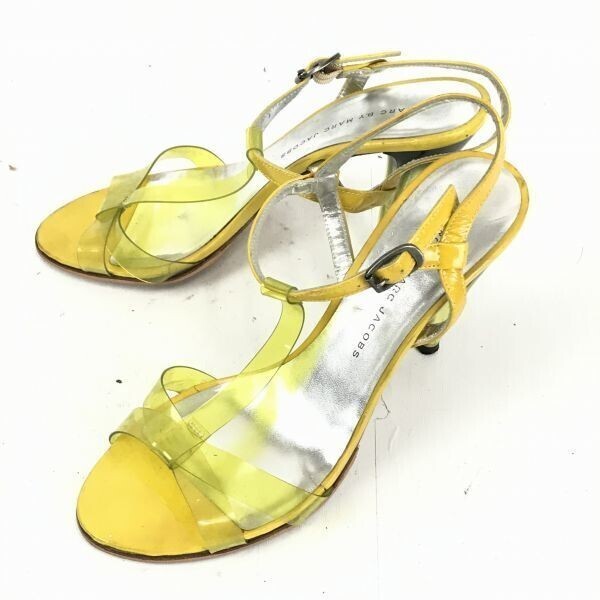 MARC BY MARC JACOBS★サンダル/Tストラップ/ヒール【37・1/2/ 23.0〜24.0程度/黄色】マークバイマークジェイコブス◆Q-36拍卖