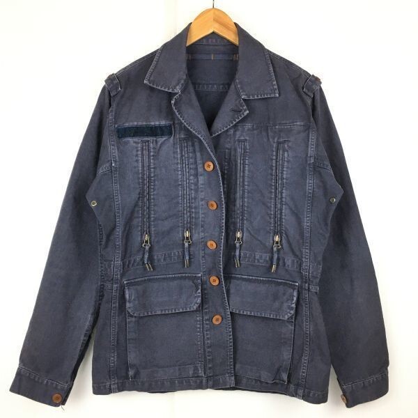 TRANS CONTINENTS/トランスコンチネンツ【レディースXL程度】デニム/ショップコート/ブルゾン Gジャン/ジャケット ネイビー 管NO.A17-28拍卖