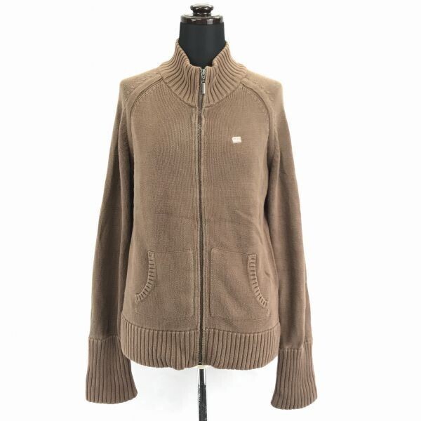 POLO JEANS COMPANY/ラルフローレン★コットン/ニットジャケット【レディースL/茶】襟袖裾リブ/エルボーパッチ/ダブルポケット◆BC230拍卖