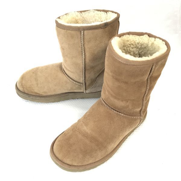 UGG/アグ★本革/ムートンブーツ【W6/23.0/ベージュ/beige】Shoes◆WB92-3拍卖