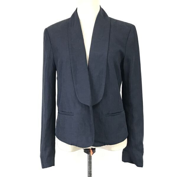 美品★ナタリーシェーズ/NATHALIE CHAIZE★タキシードカラージャケット【38/レディースM/紺/navy】ボタンレス/Jacket/Jumper◆TBH875拍卖