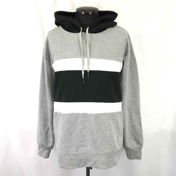 1円~★ANTIQULOTHES★プルオーバー/スウェットパーカー【Mens size -L/グレー×黒/gray×black】◆BH200拍卖