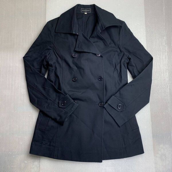 1円~/QUEENS COURT クイーンズコート★サイズ2/レディースM】コットンPコート★ネイビー 紺★▽1-661拍卖