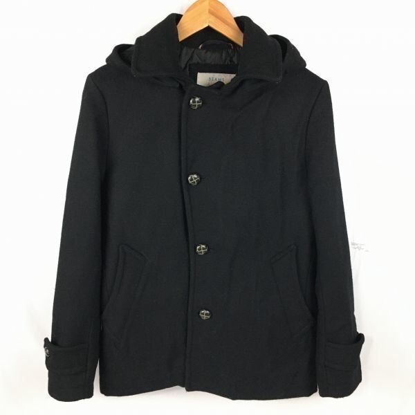 BEAMS LIGHTS/ビームス★ウール/ショート丈コート【メンズS/黒】 アウター/ブルゾン/ジャケット 管NO.◆TA10-12拍卖