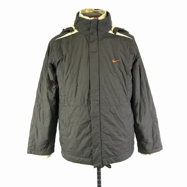 NIKE★防風防寒/ナイロン/中綿入りフーディージャケット【レディースL/グレー系】ブルゾン/アウター/ベンチコート/上着/パーカー◆TBC996拍卖