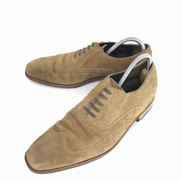 オランダ老舗★VAN LIER/ヴァンライアー★スエード本革/グッドイヤー製法/ウイングチップ【26.0/茶系】ドレスシューズ/ビジネス◆G-141拍卖