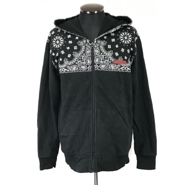 KD premium★B-BOY/幾何学模様/ジップアップ/スウェットパーカー【メンズM/黒/black】Jacket/Jumper/Parker◆TBH610拍卖