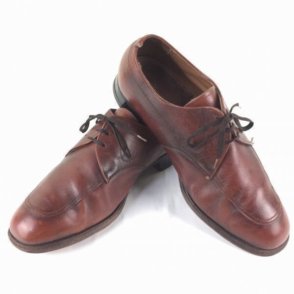 80s-90s Vintage Florsheim/フローシャイム【9.5 幅広5E 27.5 茶】グッドイヤー製法 本革 Uチップ ビジネスシューズ/ 管NO.メZB-96拍卖