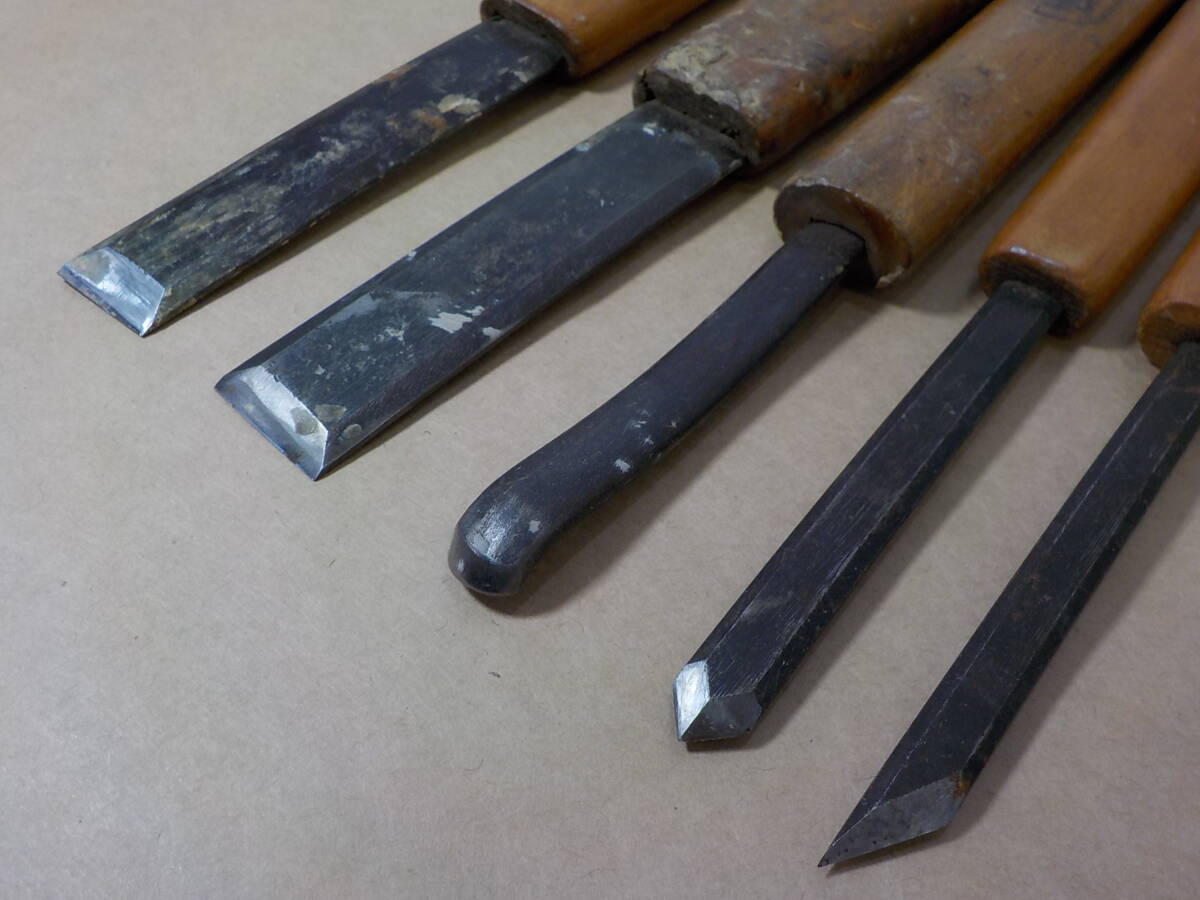 d560★政勝? 木型職人使用 彫刻刀 5本まとめて拍卖
