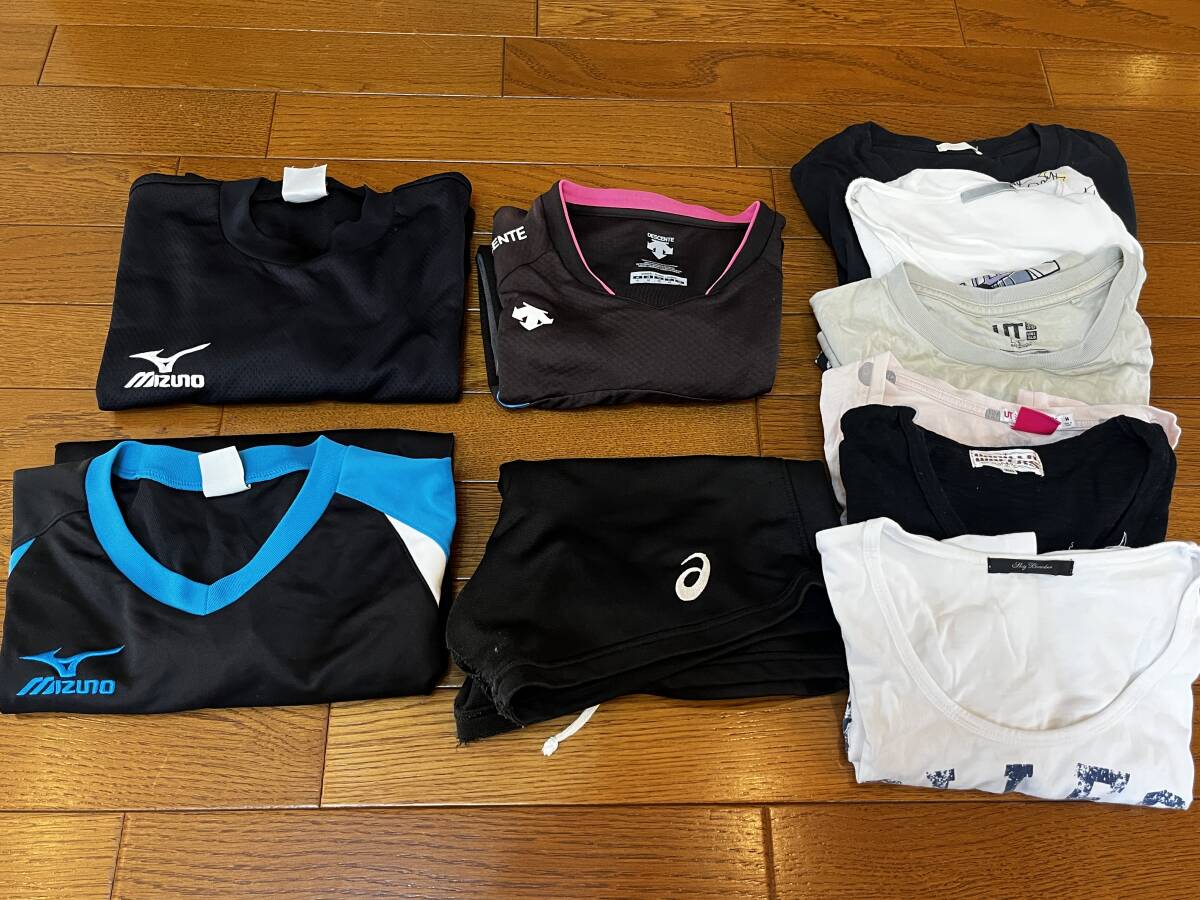★即決★MIZUNO/ミズノ★DESCENTE/デサント★asics/アシックス★長袖 バレーボールシャツ 練習着 3着 練習用パンツ 1枚★おまけ Tシャツ6枚拍卖