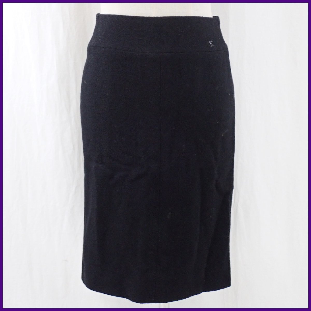 ★CHANEL/シャネル タイトスカート 34/M相当/膝丈/ブラック/無地/ウール100%/シルク裏地&1989200036拍卖