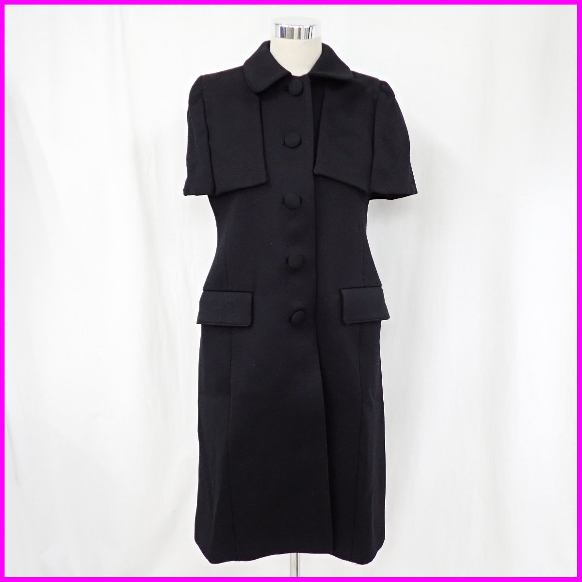 ★美品 PRADA/プラダ 2wayコート 44/レディースS~M相当/ブラック/無地/ナイロン混ウール/ケープ取外可/イタリア製&2114800043拍卖