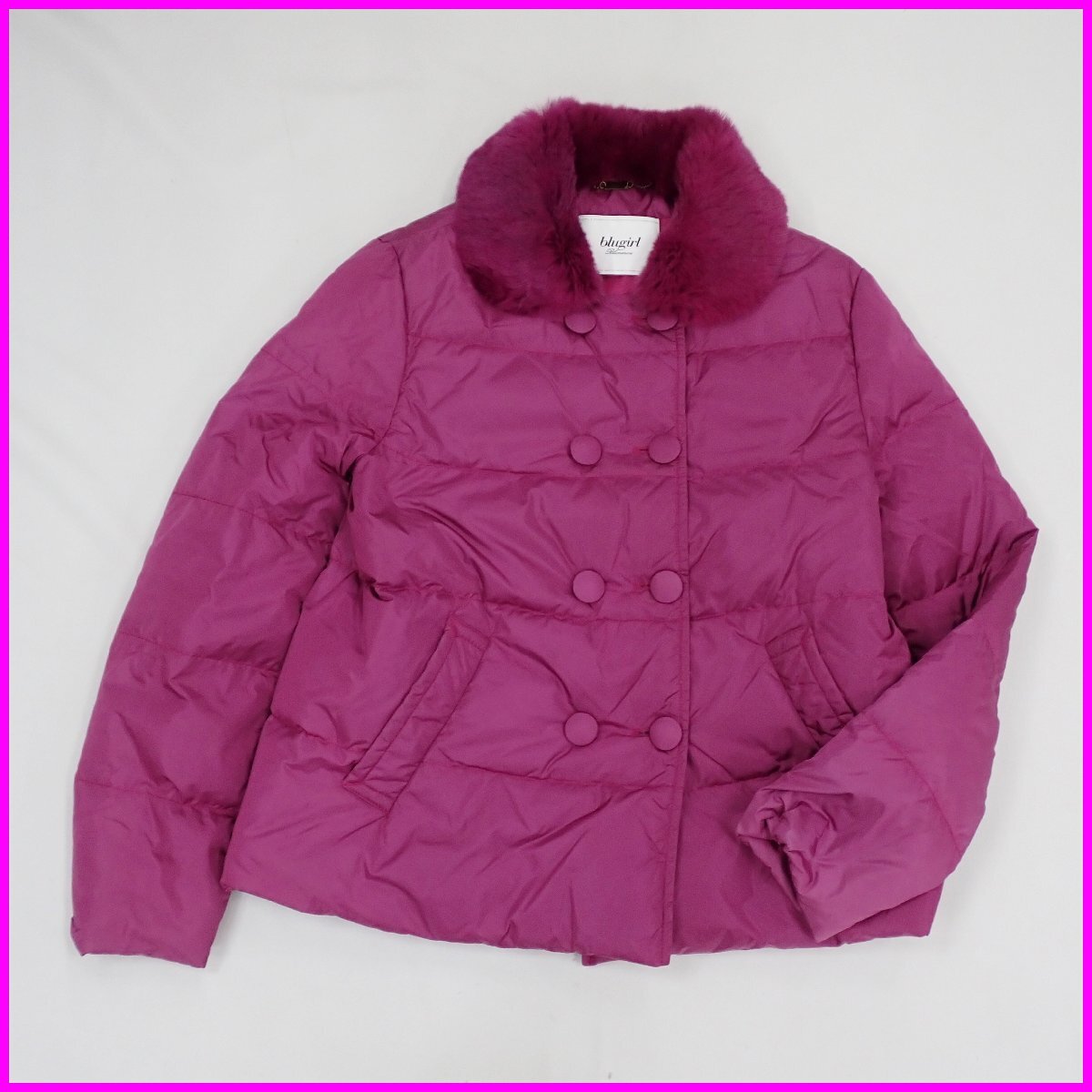 ★BLUGIRL Blumarine/ブルーガール ブルマリン ファー襟 ダウンジャケット 40/レディースM相当/ピンクパープル/ナイロン&2167600025拍卖