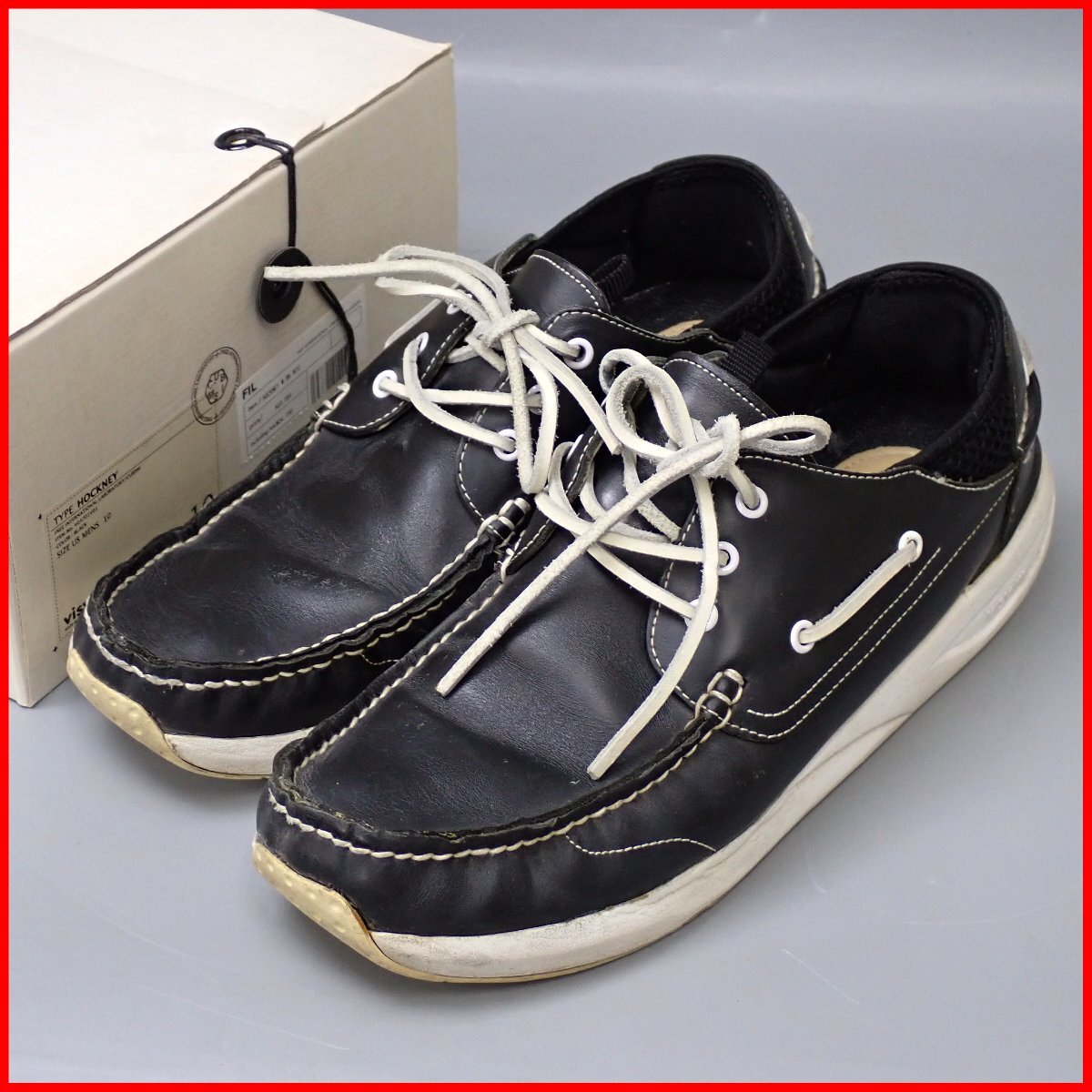 ★visvim/ビズビム ホックニー デッキシューズ 9.5/メンズ26.5cm相当/ブラック/レザー/紙タグ・外箱付き/革靴&1961400319拍卖