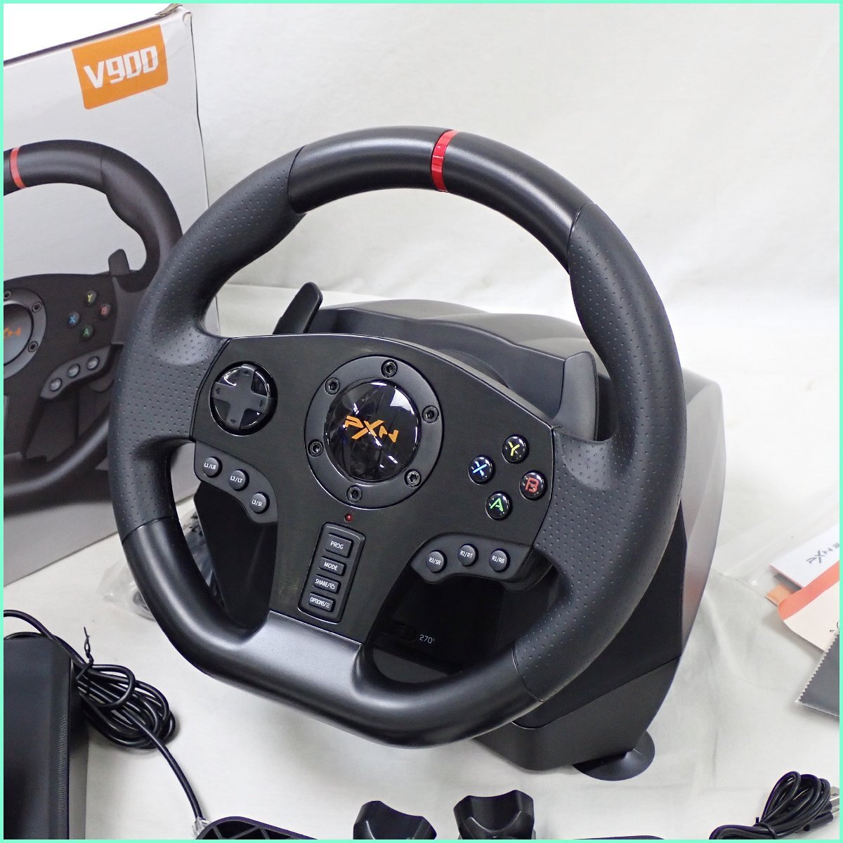 ★PXN V900 ゲーミングレーシングホイール PXN-V900/PS4・Switch・PC等対応/ステアリングコントローラー/箱・ガイド等付属&1551200279拍卖