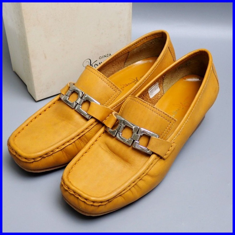 ★銀座かねまつ ビットローファー レディース24cm/ブラウン/レザー/ヒール高約4cm/外箱付き/革靴/シューズ&2179500009拍卖