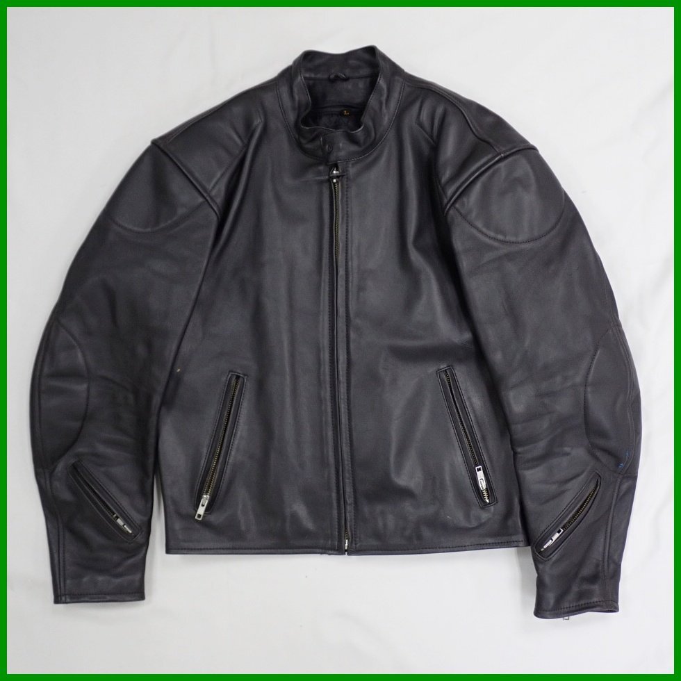 ★1円 GREEDY/グリディー レザージャケット メンズL/ブラック/牛革ライナー・プロテクター付き/ブルゾン/バイクウェア&2175000045拍卖
