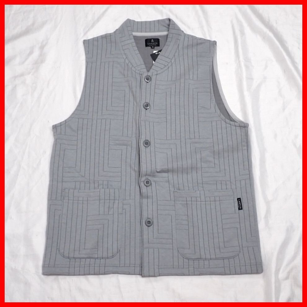 ★未使用 LANVIN COLLECTION/ランバンコレクション ベスト メンズM/グレー/コットン100%/タグ付き/ジレ&2014200026拍卖