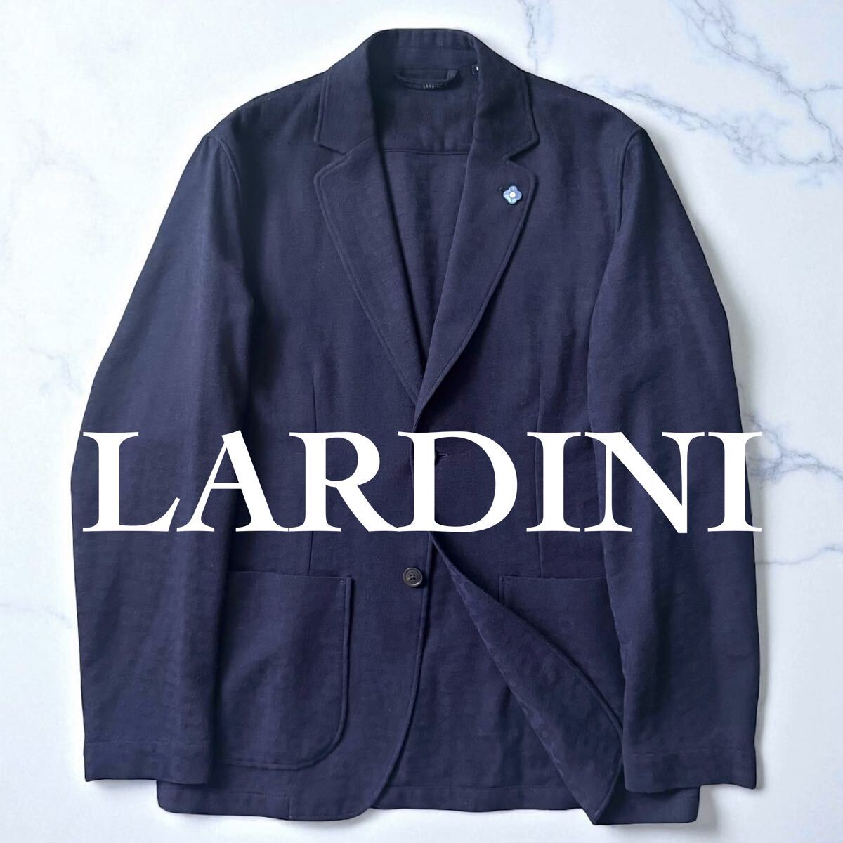未使用級 LARDINI テーラードジャケット 最高級カシミヤ&ウール アンコン 青貝ブートニエール イタリア製 豊田貿易タグ 1円拍卖