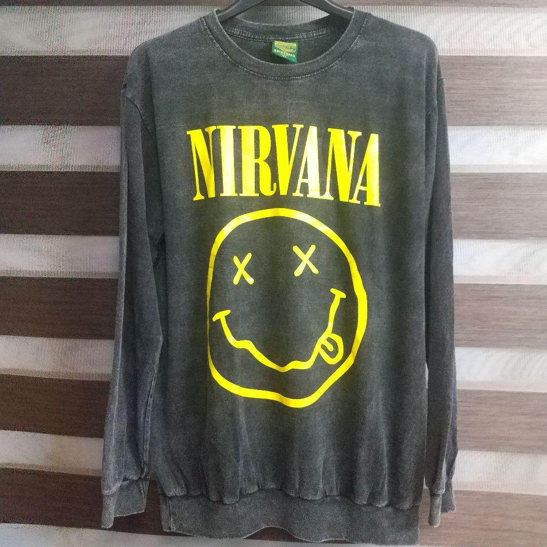 NIRVANA バンドロゴ ロンT ヴィンテージ バンド ロック  スウェット 長袖ロンT カートコバーン 殿堂 ビンテージ 拍卖