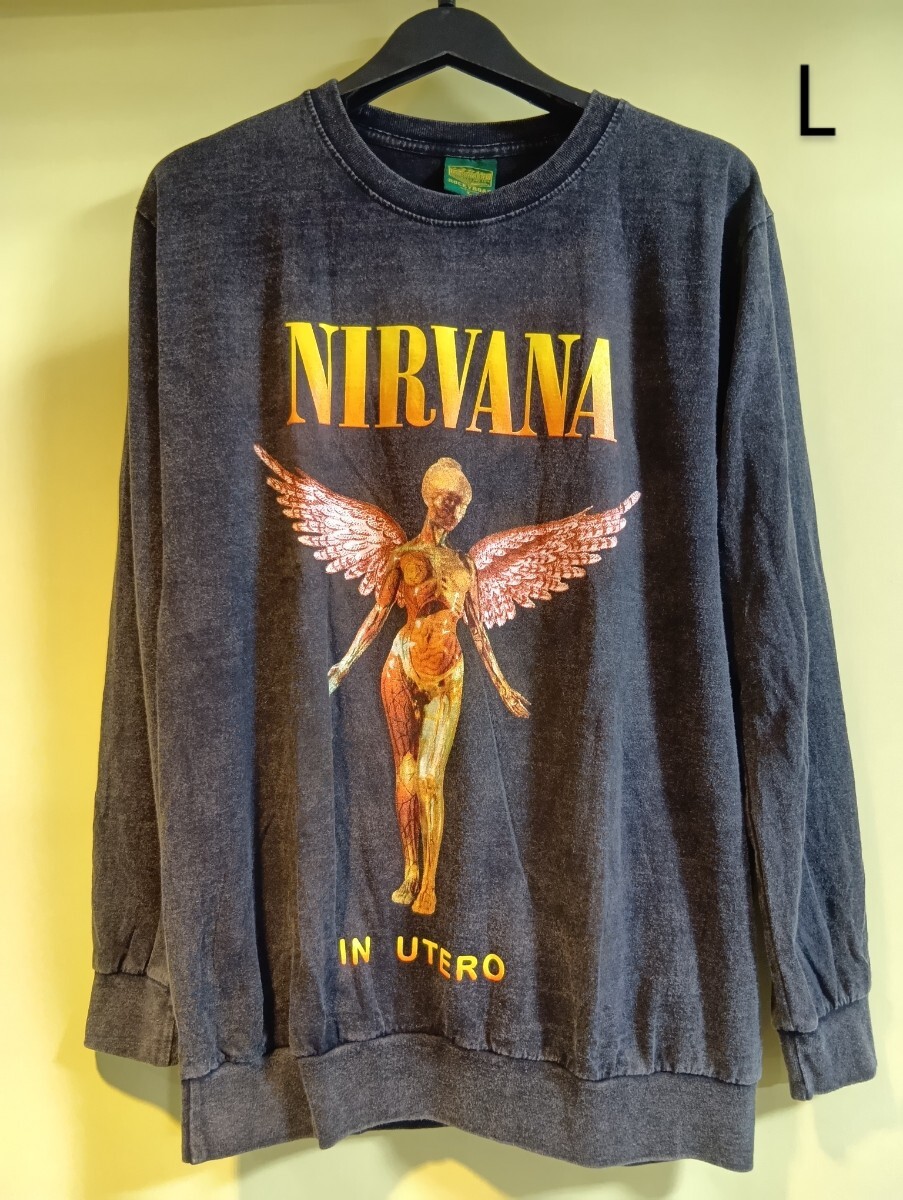 NIRVANA IN UTERO ヴィンテージ ロンT ニルバーナ ニルヴァーナ Lサイズ ロック バンド 殿堂 音楽 カートコバーン拍卖
